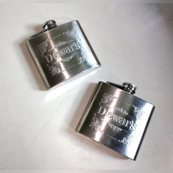 Dewar's Stainless steel flasks - LOT OF TWO - 5 oz. - Picture 1 of 11